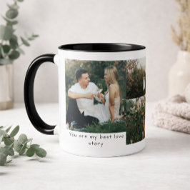 Caneca História de Amor em Colagem de Fotos Personalizada