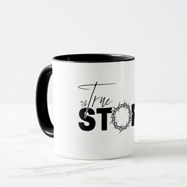 Caneca História Verdadeira Cruz Cristã de Páscoa (Frente Esquerda)