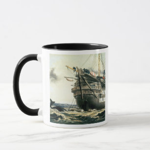 Caneca HMS Agamemnon que coloca o cabo atlântico