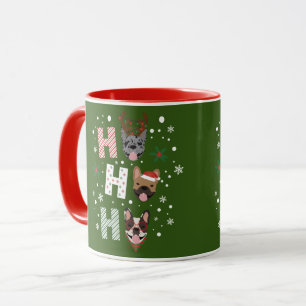 Caneca Ho Ho Ho Bulldog Francês Feliz Natal