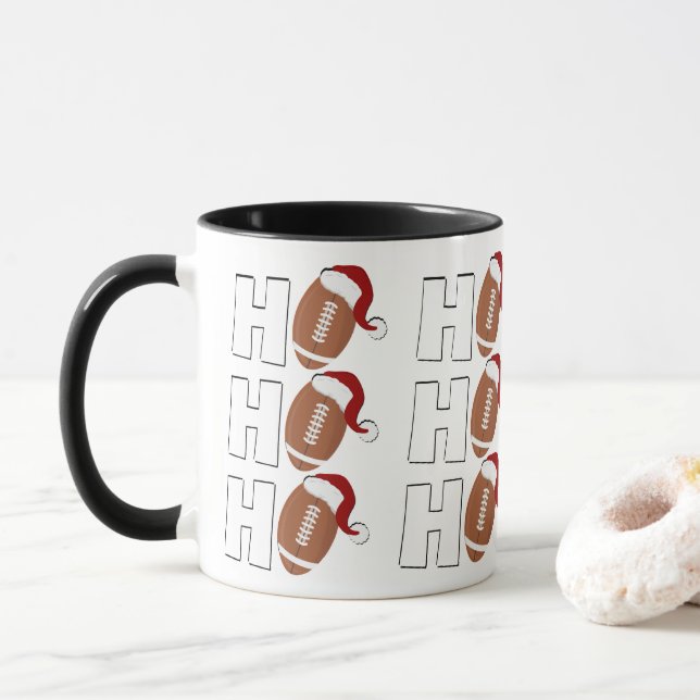 Caneca Ho Ho Ho Football | Funny Christmas Season Humor (Com Donut)