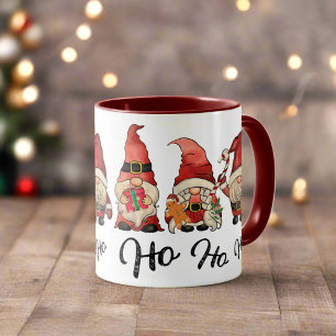 Caneca Ho Ho Ho! Gnomos Nórdicos Cons Vermelho Natal