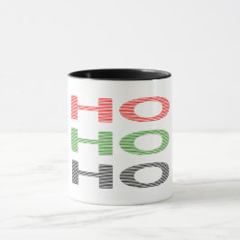Caneca HO HO HO - tiras - vermelho, verde, vermelho