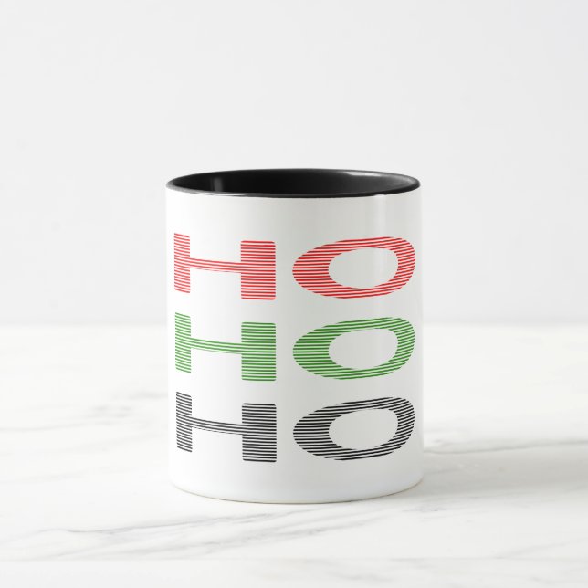 Caneca HO HO HO - tiras - vermelho, verde, vermelho (Centro)