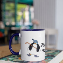 Hockey, mamãe Pinguin, com palito de hóquei