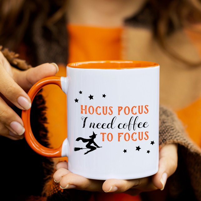 Caneca Hocus Pocus Modern Orange and Black Halloween (Criador carregado)