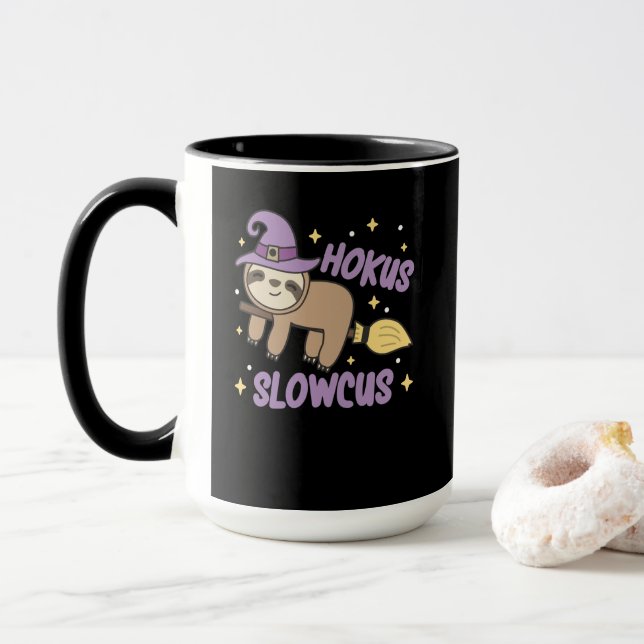 Caneca Hokus Slowcus - Figurino de Halloween da Bruxa Cul (Com Donut)