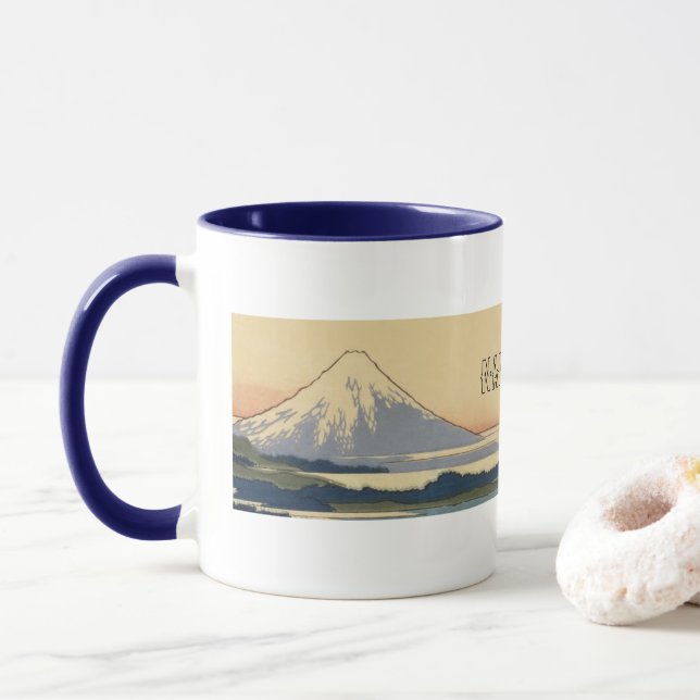 Caneca Hokusai Mt. Fuji Ukiyoe Mug - Custom Name Personal (Com Donut)