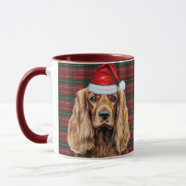 Caneca Holiday Plaid Cocker Spaniel Christmas Santa Dog