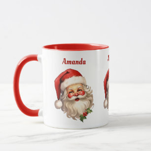 Caneca Holly Jolly Santa Claus Retro Natal