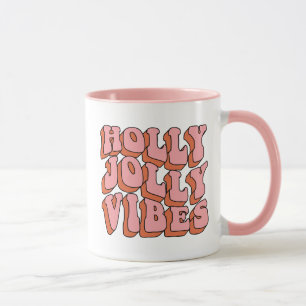 Caneca Holly Jolly Vibes - Retro Holiday Cheer