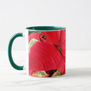 Caneca Holly Point Poinsettias Férias de Natal Floral