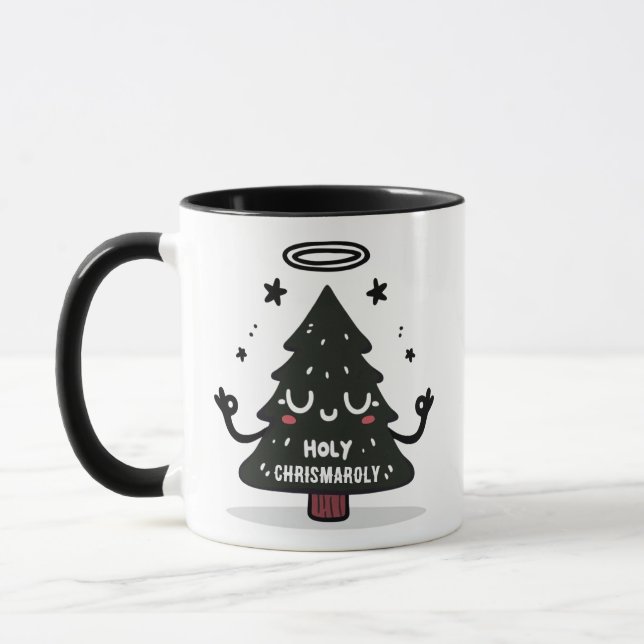 Caneca Holy Chrismaroly Mug Cute Floating Christmas Tree (Esquerda)