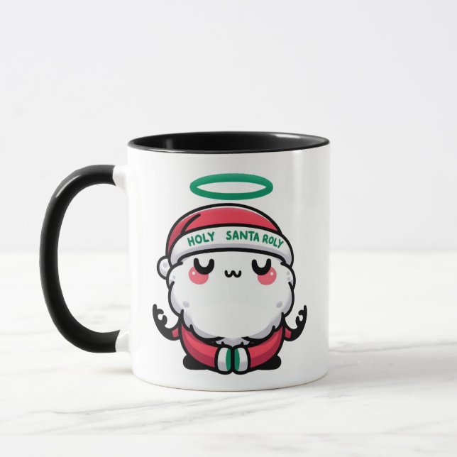 Caneca Holy Santa Roly Mug – Cute Meditating Santa Claus  (Esquerda)