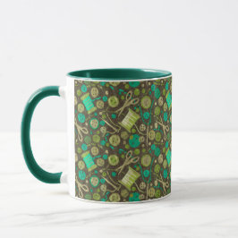 Caneca Home Hobby Sew Crafter Collage Mint Verde