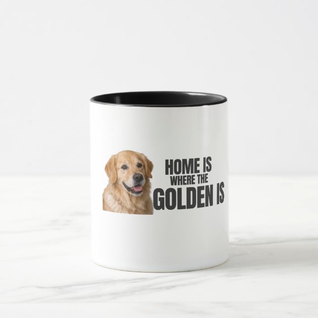Caneca Home Is Where the Golden Is – Golden Retriever (Centro)