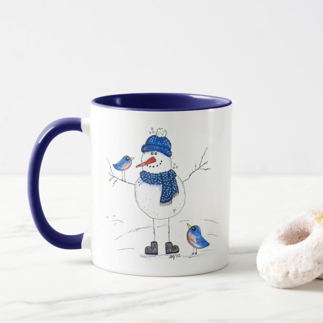 Caneca Homem de neve de pernas longas (Com Donut)