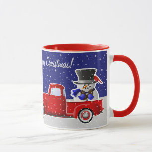 Caneca Homem de neve em Pequeno Caminhão Vermelho e Fazen