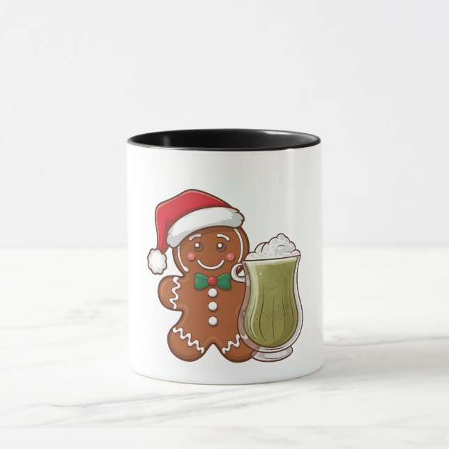 Caneca Homem de Pão de Gengibre Segurando Bebida de Match (Centro)