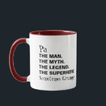 Caneca Homem Mito Lenda Funny Pa Coffee Mug<br><div class="desc">Homem Mito Lenda Funny Pa Café Mug Ambos os lados da caneca têm a frase "Pa O Homem O Mito A Lenda O Super Herói. ÀS VEZES,  "ENGRAÇADO" PERSONALIZE O NOME A PESSOA DIFERENTE,  SE NECESSÁRIO SIMPLESMENTE SEGUINDO A PROMPT ZAZZLE MODELO DISPONÍVEL EM DIFERENTES ESTILOS E CORES</div>