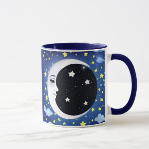 Caneca Homem na Lua num fundo estrelado