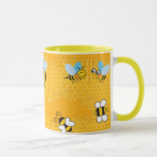Caneca Honeycomb e Cartoon Bee Ringer Mugs