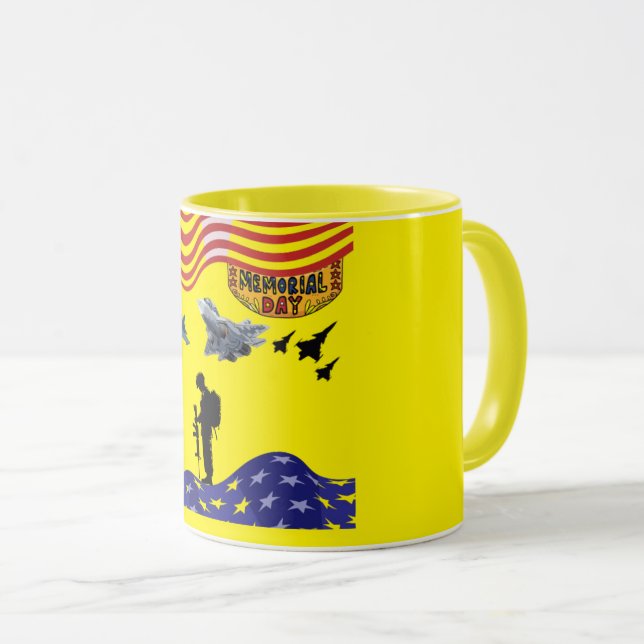 Caneca Honra no dia da memória amarelo (Frente Esquerda)