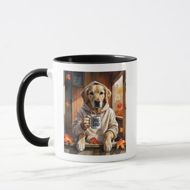 Caneca Hoodie + Ouro - Pão Cachorro Outono Arte Aquarela (Esquerda)