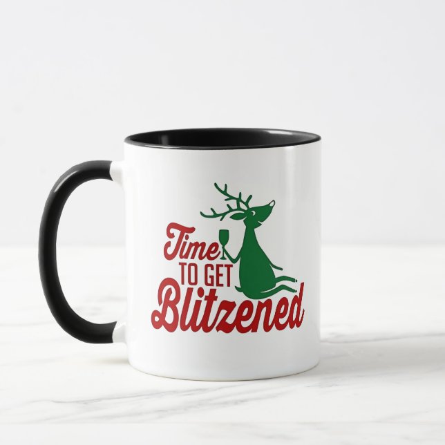 Caneca Hora de ficar Blitzinado Renas Cristão  (Esquerda)