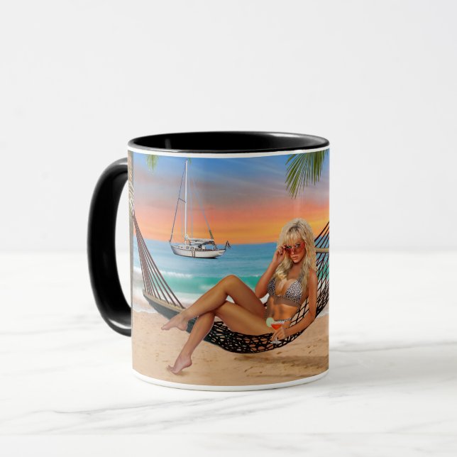 Caneca Hora Feliz na Praia (Frente Esquerda)