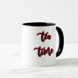 Caneca Horário de Chá do Script Vermelho Burgundy