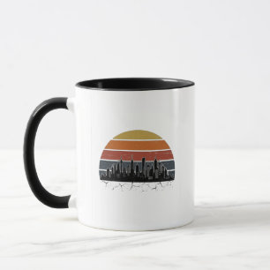 Caneca Horizonte Urbano da Cidade dos Anos 80 Pôr do Sol