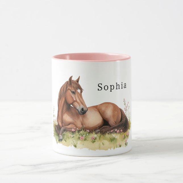 Caneca Horse Flowers in Grass (Centro)