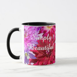 Caneca Hot Pink Abstract Watercolor Floral Dahlia Custom