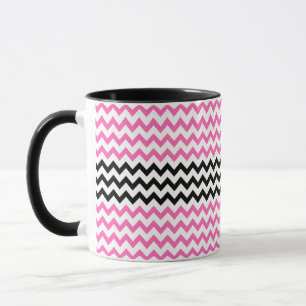 Caneca Hot Pink and Black Chevron by Shirley Taylor