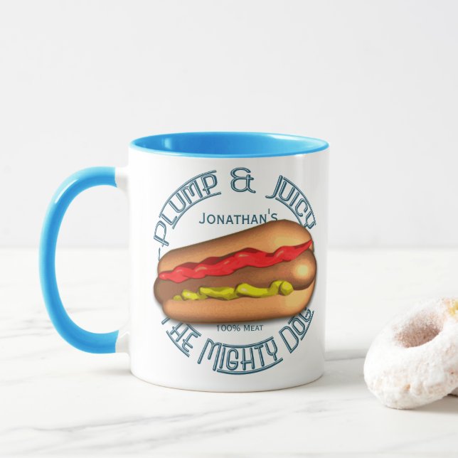 Caneca Hotdog poderoso do cão personalizado (Com Donut)