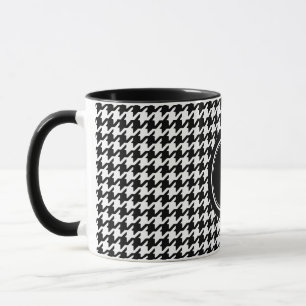 Caneca Houndstooth preto e branco clássico com monograma