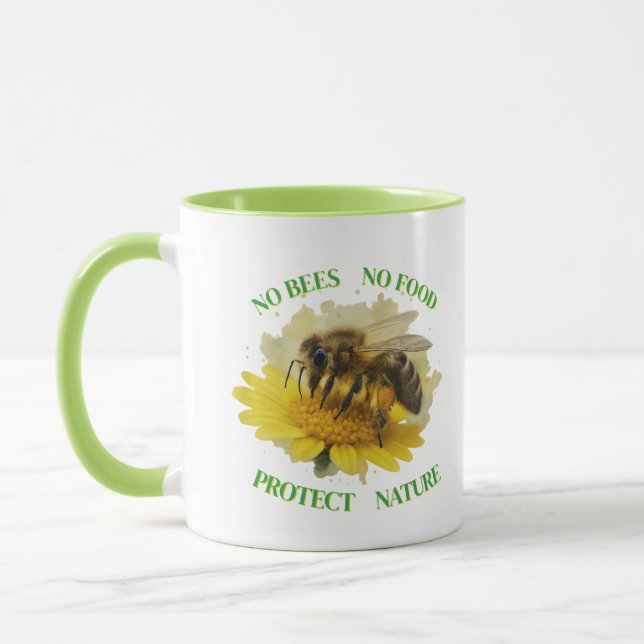Caneca https://www.zazzle.de/no_bees_no_food_protect_natu (Esquerda)