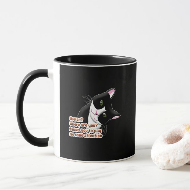 Caneca Humano? Onde você está? Gato (Com Donut)
