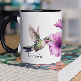 Caneca Hummingbird com Flor Roxo