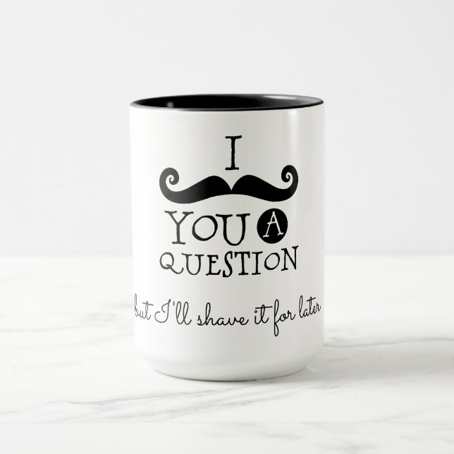 Caneca Humor branco-preto com bigode (Centro)