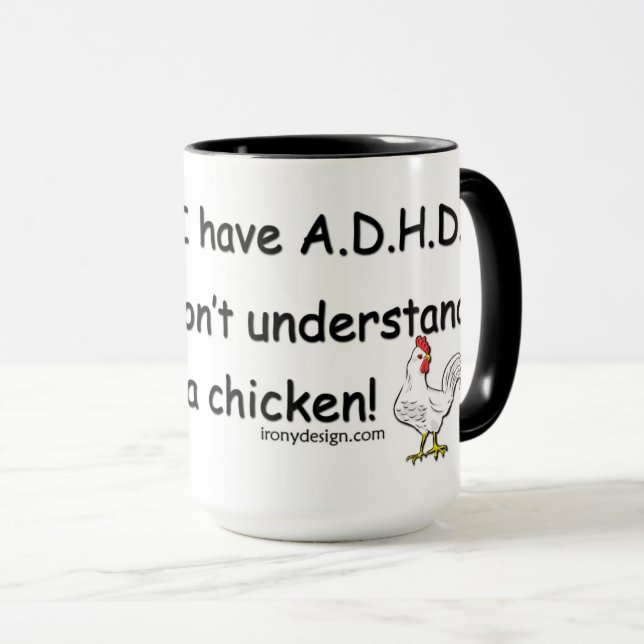 Caneca Humor da galinha de ADHD (Frente Esquerda)