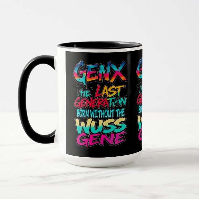 Caneca Humor da Geração X Preto (Esquerda)