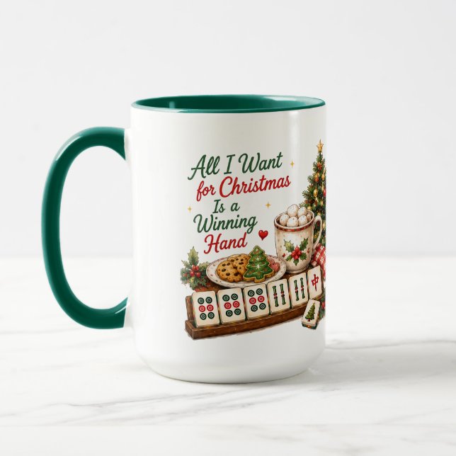 Caneca Humor de Mahjong de Natal  (Esquerda)