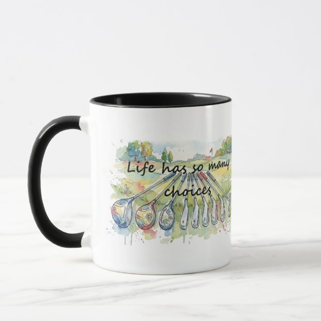 Caneca Humor Divertido Golfe Cotações Escolhas da Vida (Esquerda)