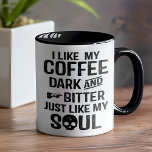 Caneca Humor Escuro Escuro e Amargo Engraçado<br><div class="desc">Dark Humor Dark e Bitter Funny Mug - Dizem que pessoas com senso de humor negro são frequentemente gênios. Não podemos ter certeza disso. Mas sabemos que somos um pouco do velho amargo e torto quando se trata de piadas por aqui. Então, no espírito de sagacidade seca e comédia escura,...</div>
