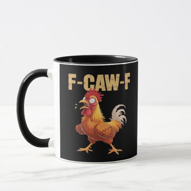 Caneca Humor Gótico de Corvo Engraçado F-Caw-F (Esquerda)