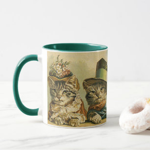 Caneca Humor Vintage, Gatos de Noiva Vitoriana em Chapéus
