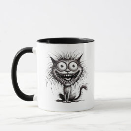 Caneca Humour Noir et Blanc, Chat Excentrique.