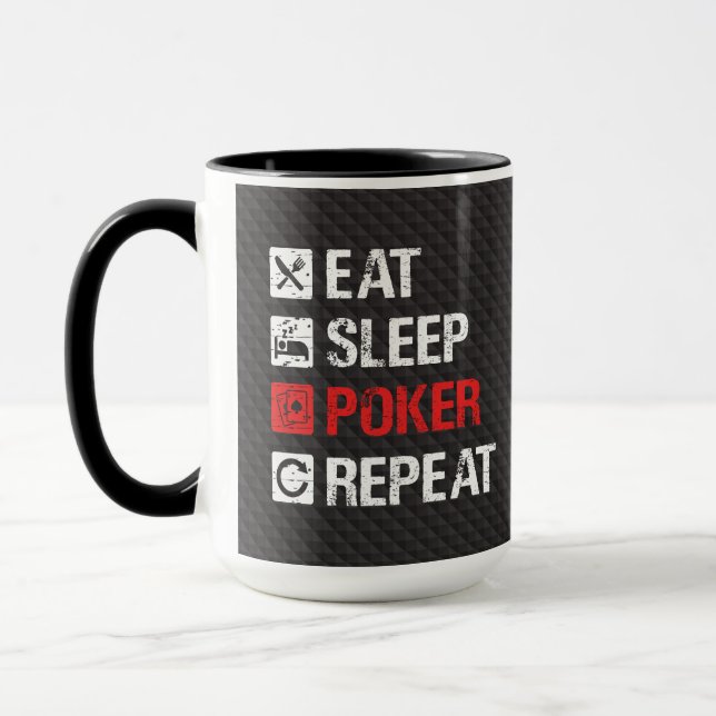 Caneca Humour poker - Eat sleep poker repeat (Esquerda)